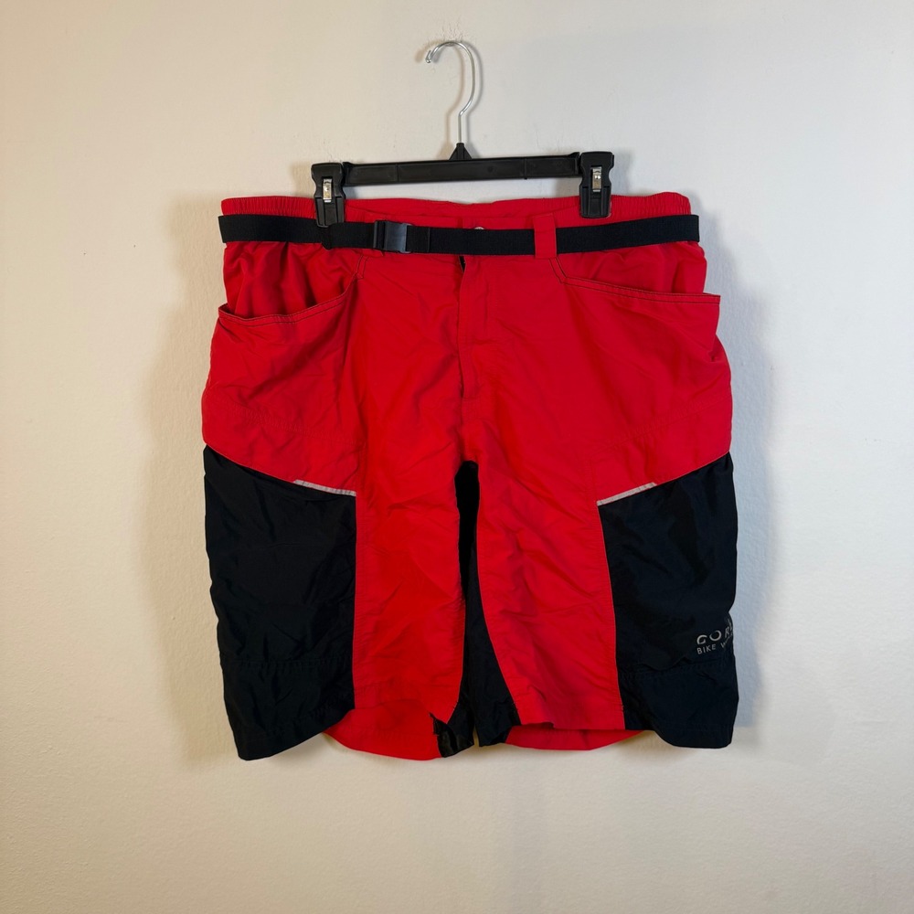 Gore Bike Wear Mens XXL Red Black MTB Mountain‎ Biking Shorts Integrated Belt